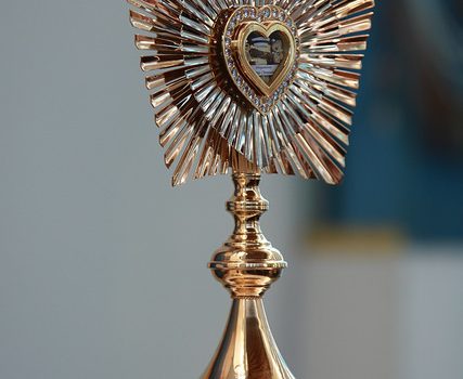 Portrait of beatification and reliquary